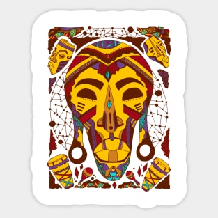 Mustard Brown Tribal African Mask Sticker